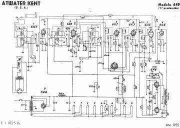 Atwater Kent 649 ;1st Production schematic circuit diagram